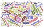 Nuage de mots composé de termes affichés dans des tailles et des couleurs variées.