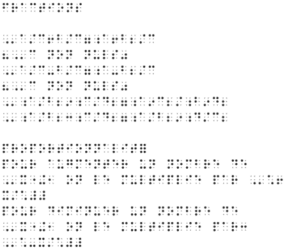 Version en braille des formules mathématiques pour un embossage sur du papier.